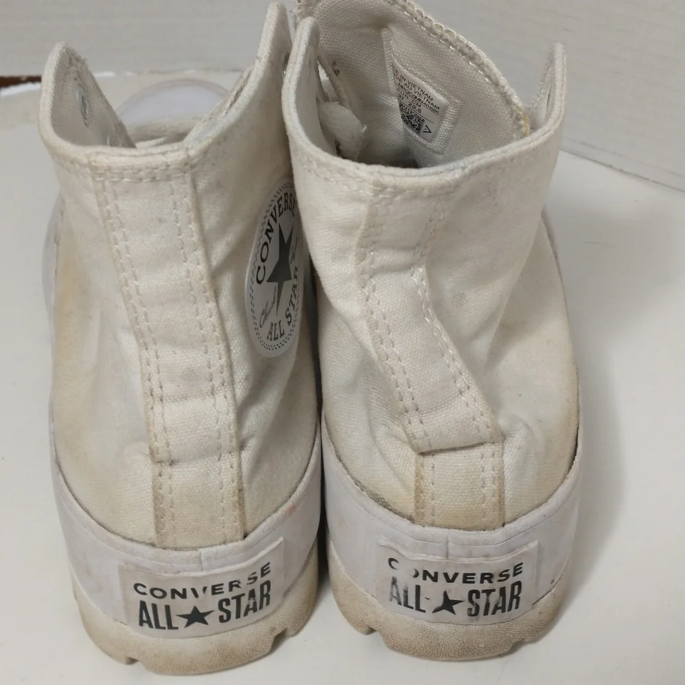 Converse All Stars White High Top Platform‎ Lug Sole Sneakers, Women's Size 6.5